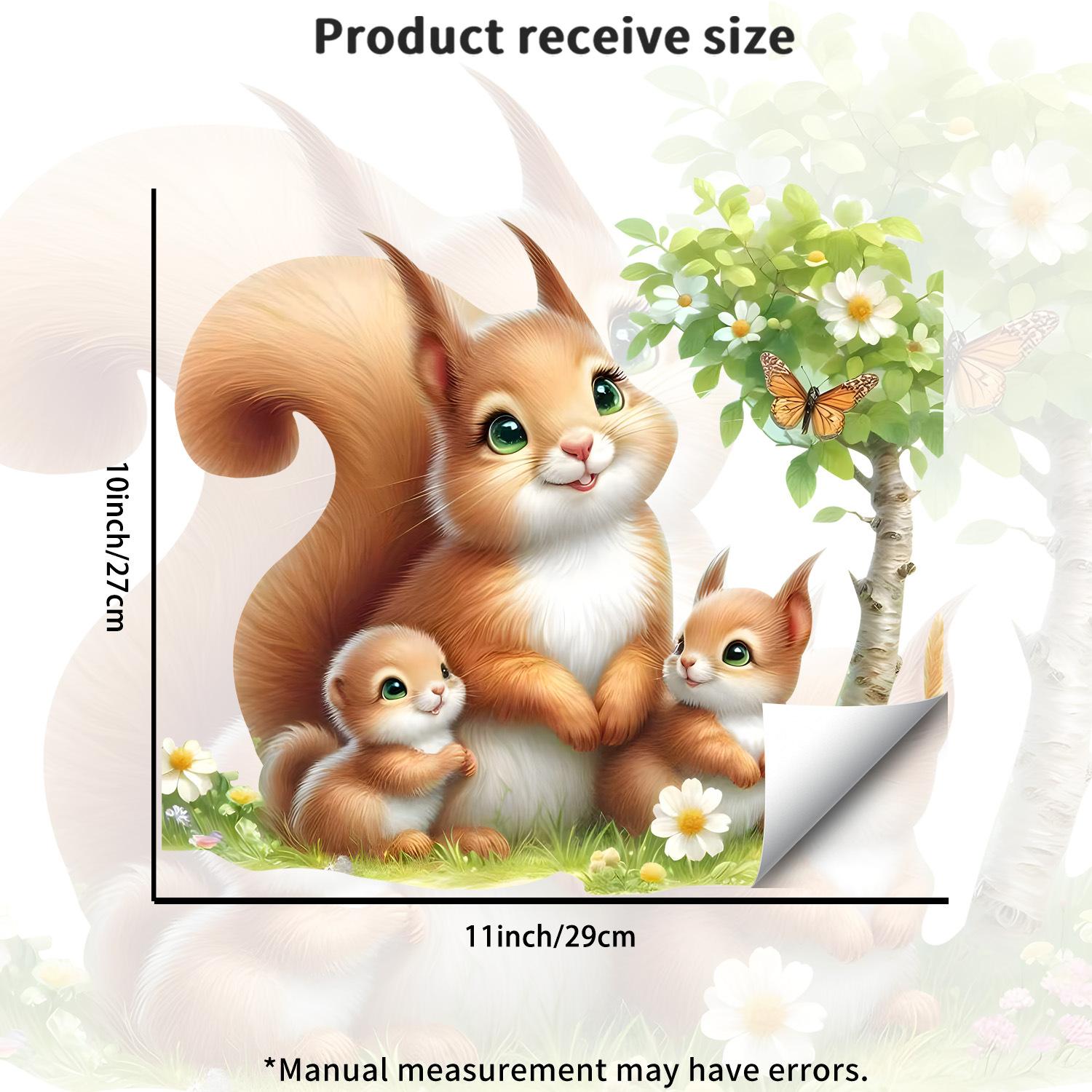 

Creative Flower Butterfly Squirrel Static Cling Wall Sticker for Living Room Bedroom Study Home Decor 29x27cm різнокольоровий