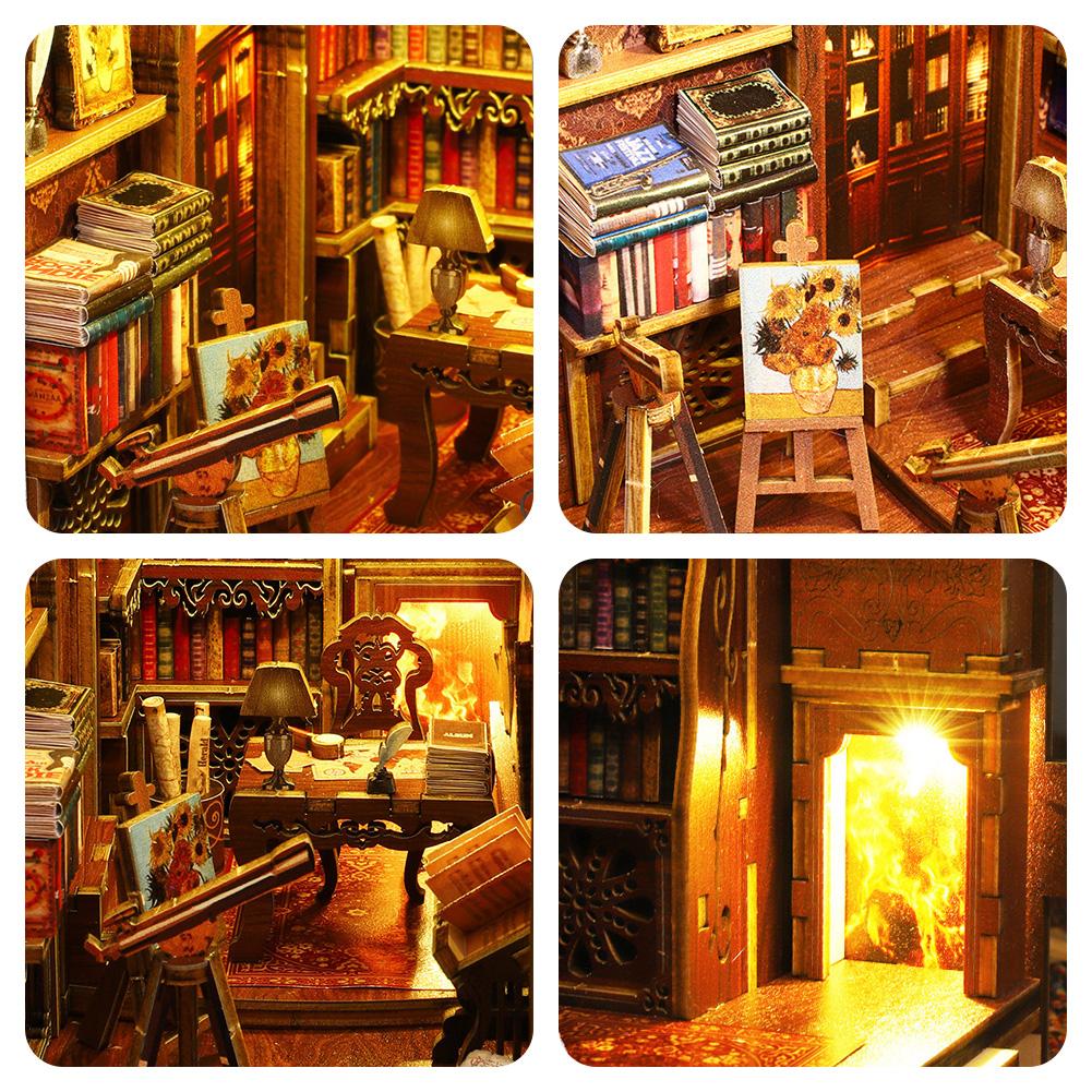 DIY 3D Books Nooks Kits With Warm Light Multifunctional Assembly Model Decor For Bookshelf