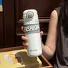 New letter stainless steel thermos cup high value double drink straw cup creative men's and women's sports portable car water cup