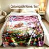 Easter Bunny Theme Soft Blanket Personalized Custom Name Text Print Warm Blanket Home Sofa Bedroom Decor
