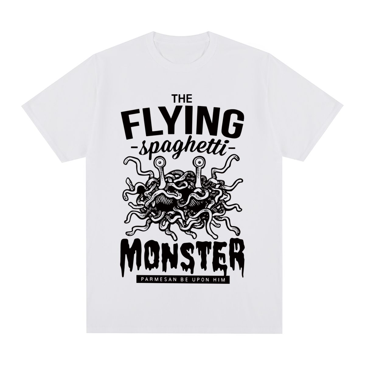 

FSM Flying Spaghetti Monsterism Monster Tshirt Funny Pastafarian Cotton Unisex T shirt New Tee Tshirt Womens Tops S