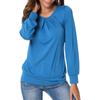 Women's  Long-Sleeved  Pleated Casual Stretch Tunic Top Shirts Spring