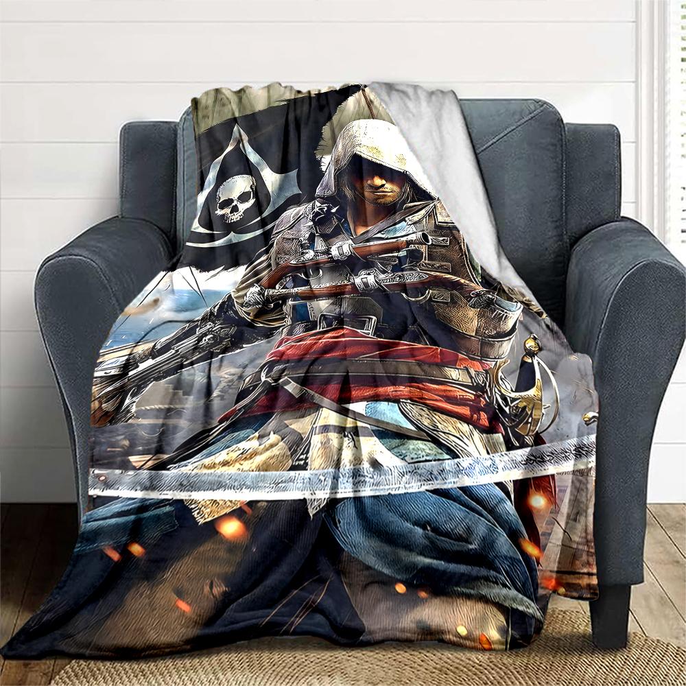 1 Stück Assassin's Creed Decke, Geschenk, für Männer und Frauen, Weiche Decke, Gut für Sofabett Couch Reisen, Leichte Flanelldecke