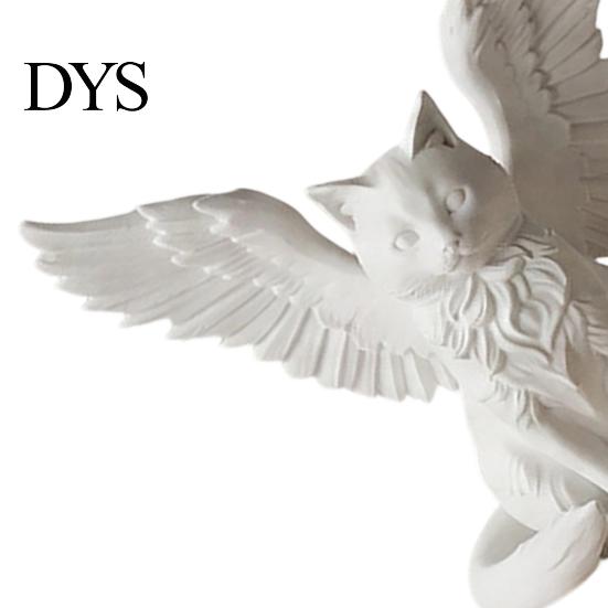 Gentle Aesthetic Decor Angel Cat Desk Ornament, Matte White 3D Printing Figurine, Minimalist Small Decorative Figures Winged Sculpture for Home Office