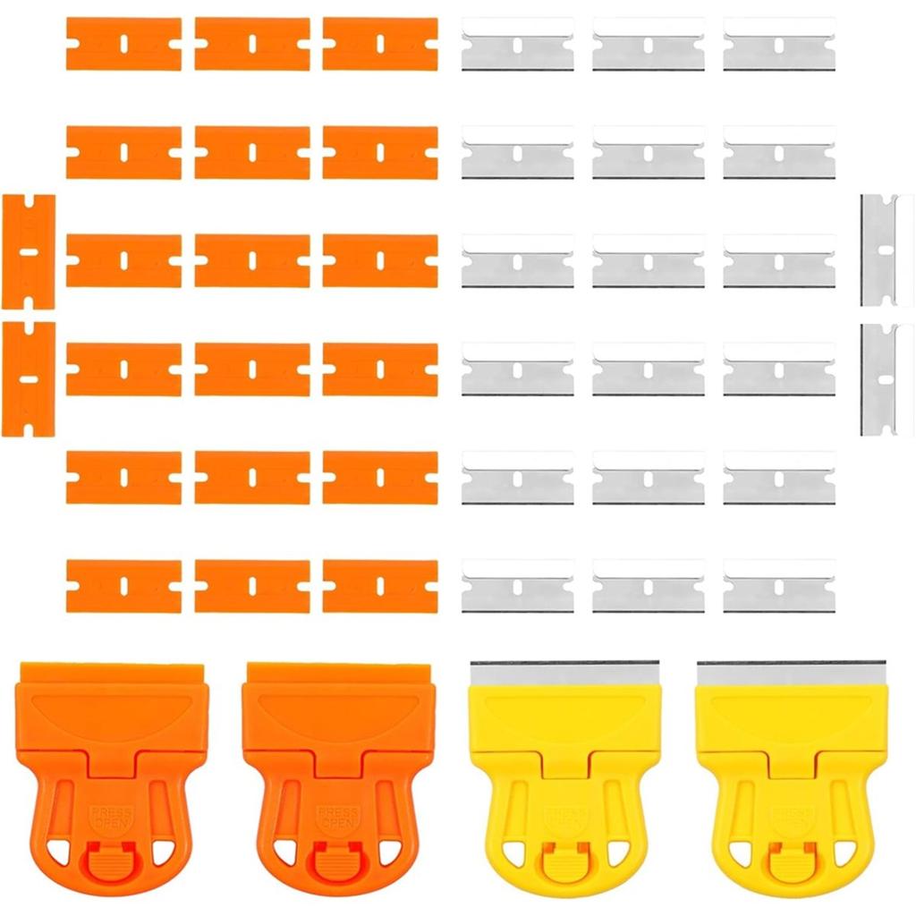 4 Pcs Plastic Blade Scraper Adhesive Remover Cleaning Scrapers Paint Scraper Tool for Removing Labels Stickers Taping