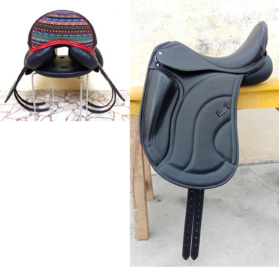 

Leather Dressage Monoflap Saddle with Changeable Gullets – Elegant Cantle Design 16 Inch