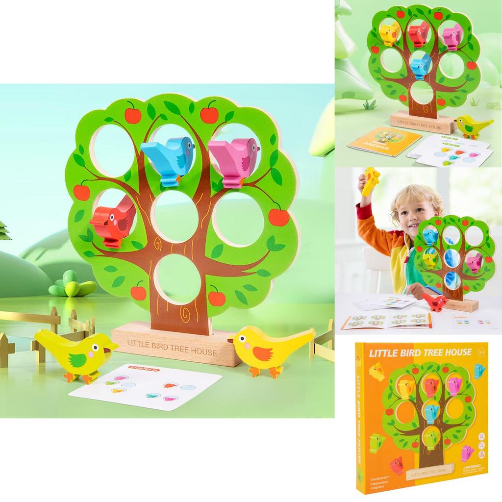 Wooden Birdhouse Puzzle Toy For Kids Educational Brain Teaser And Color Recognition