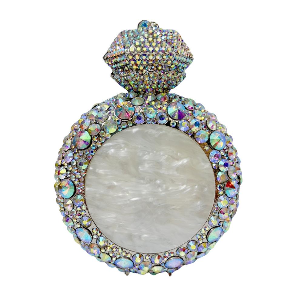

Designer Shell Evening Purses Diamond Clutch Bag Crystal Perfume Bottle Hard Metal Wedding Purse Lady s Pink/Red Dinner Handbag 16cmX12cmX5cm