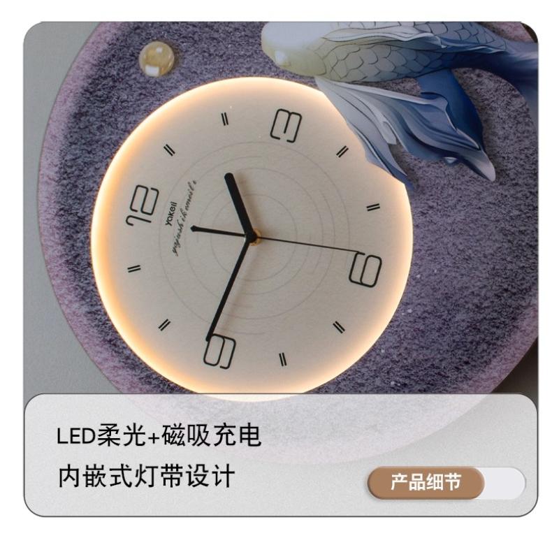 Creativity Koi Fish Wall Clock Living Room LED Digital Clock Mural Restaurant Luxury Mute Wall Clock Watch Home Decor Items