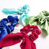 Elegant Bunnies Ears Hair Tie  Satins Scrunchie Solid Color Hair Accessory Ponytail Holder For Women and Girls