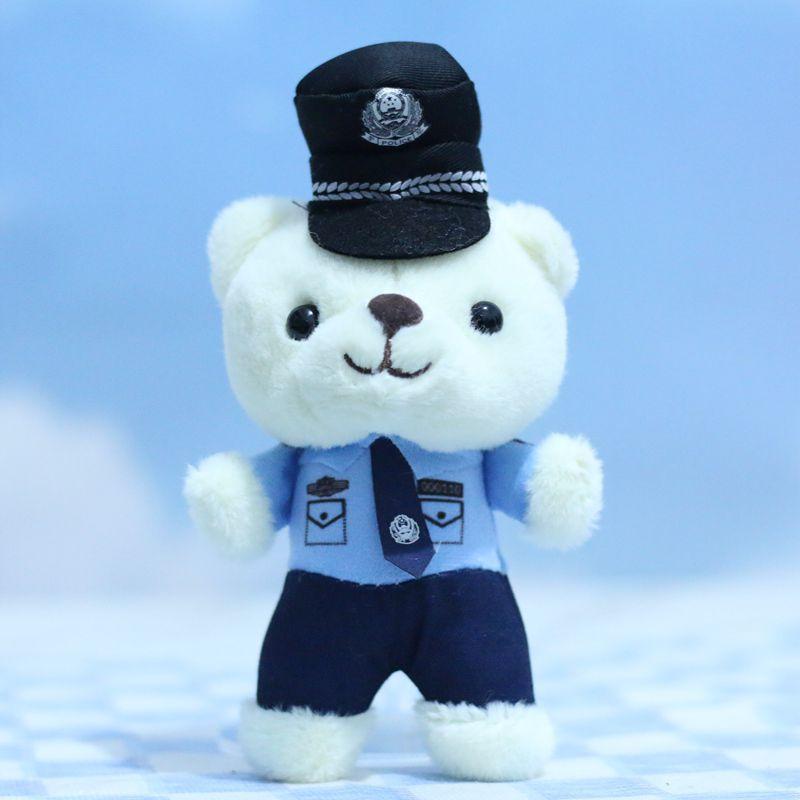Cute cute police bear pendant plush toy traffic police bear doll bag pendant doll keychain