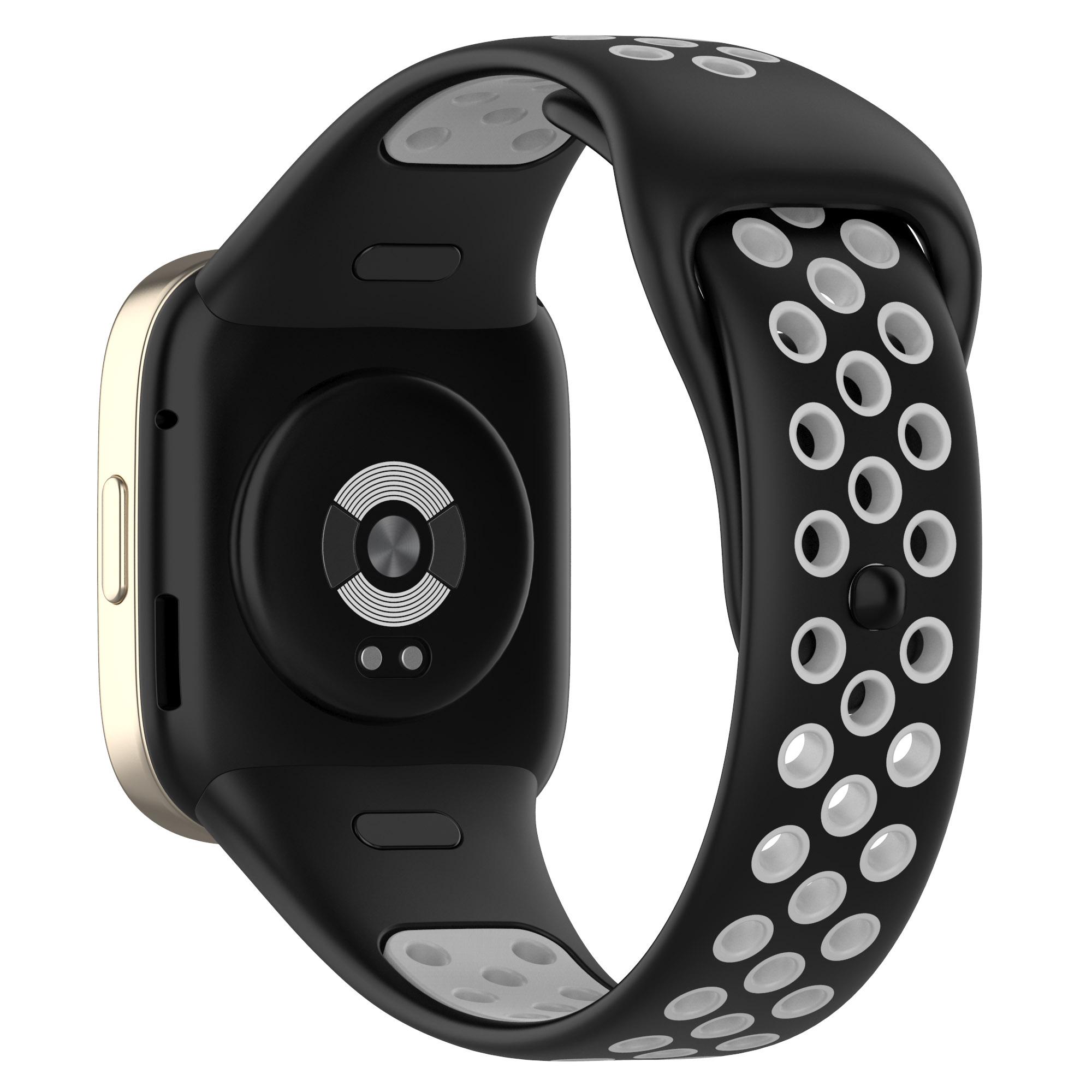 

28mm Silicone Watch Strap for Xiaomi Redmi Watch 3/Mi Watch Lite 3,Dual-color Smart Band Strap Black/Grey