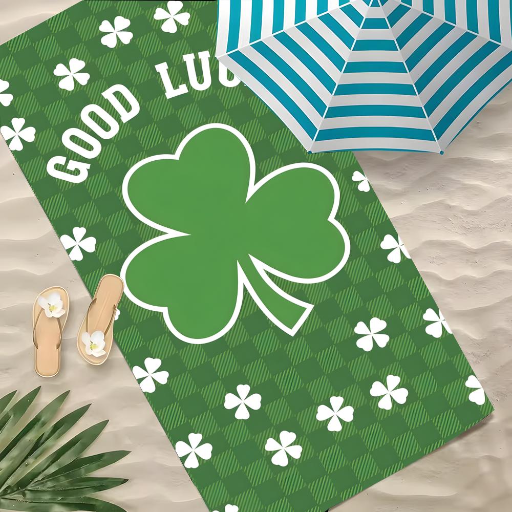 Art Patrick's Day Towel Polyester Beach Towel Quick Dry Sand Free Bath Towel for Summer Pool Travel Vacation