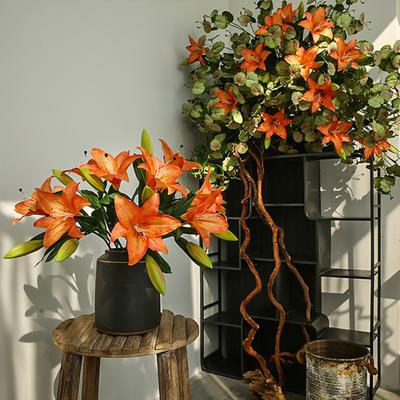 Simulation Flower Beautiful Non-Withered Eco-friendly Artificial Lily Flower 52cm 2 Heads Wedding Celebration Simulation Flower