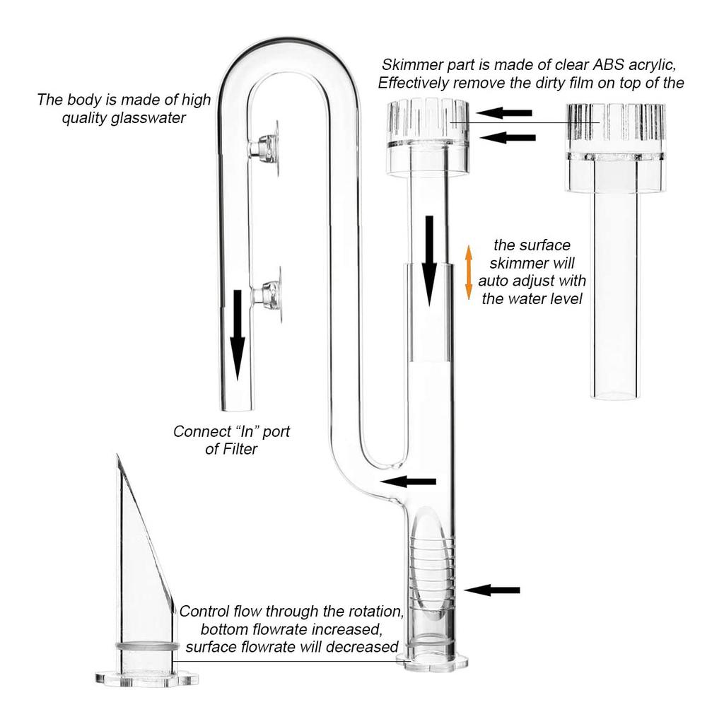 Aquarium Filtration Pipes Clear Glass Lily Pipe Surface Skimmer Inflow Pipes For Aquatic Filtration System Overseas Shipping