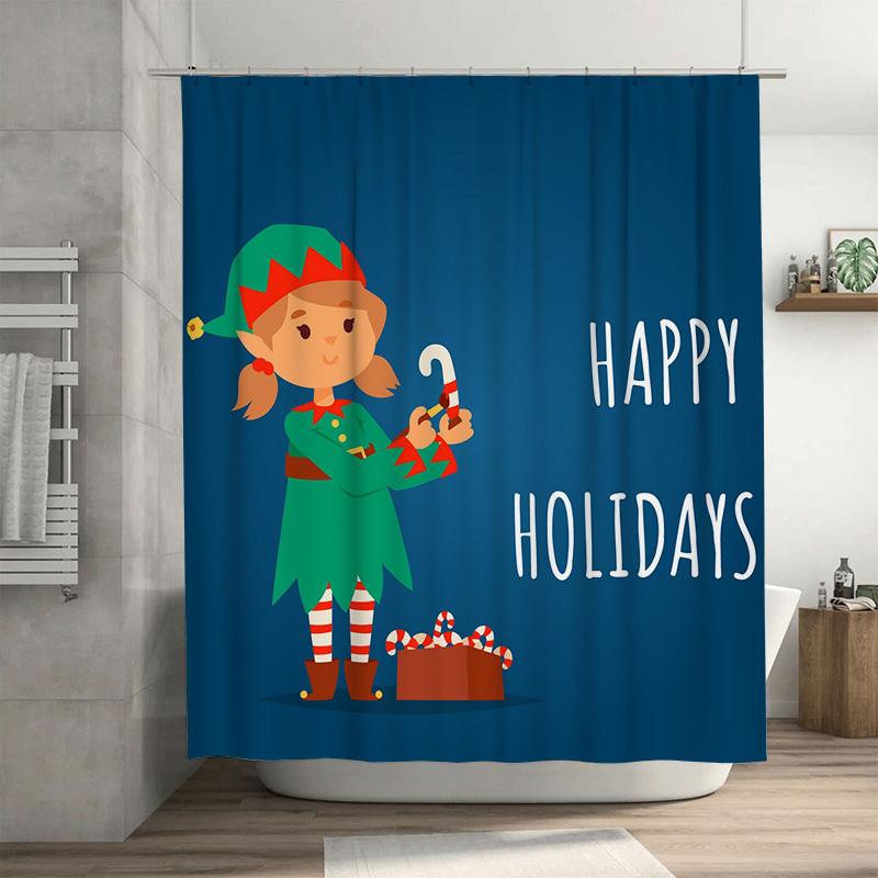 

TU Christmas Shower Curtain Festive Holiday Decor Winter Themed Bathroom Fabric Backdrop Waterproof Holiday Gift Cozy Home Decor 90x180cm35x71in