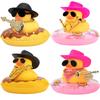 Car Duck Ornament Dashboard Decorations For Car Rubber Accessories With Sunglasses Hat Necklace Swim Ring And Mini Musical Instr