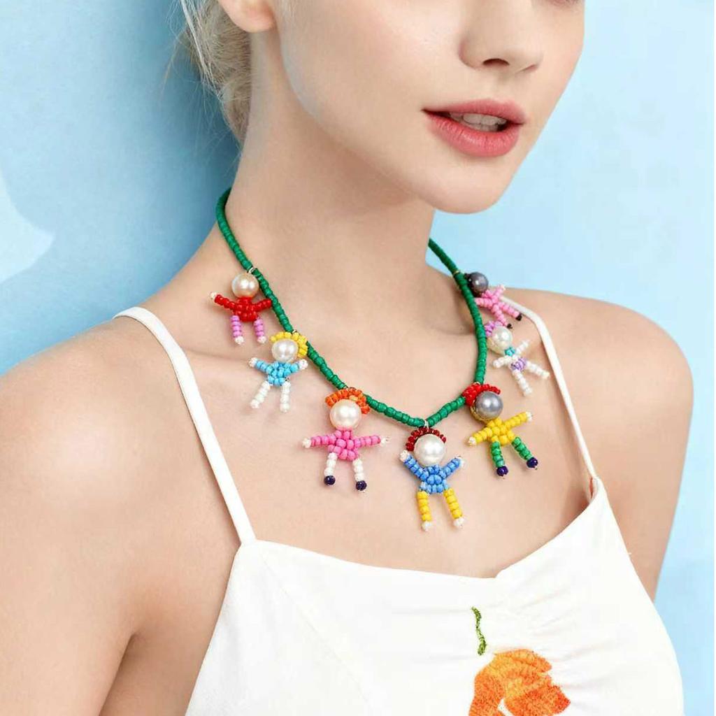 European and American niche personality casual trend handmade DIY three-dimensional cartoon imitation pearl villain pendant necklace woman