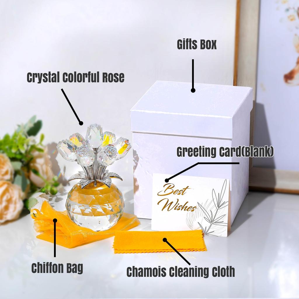 Hochzeitstagsgeschenk für Frauen: Beliebtes K9 Kristall Transparent Rose Geschenk - Ein Strauß ewiger Rosen - Ein Rosenornament - Perfekt für Geburtstag
