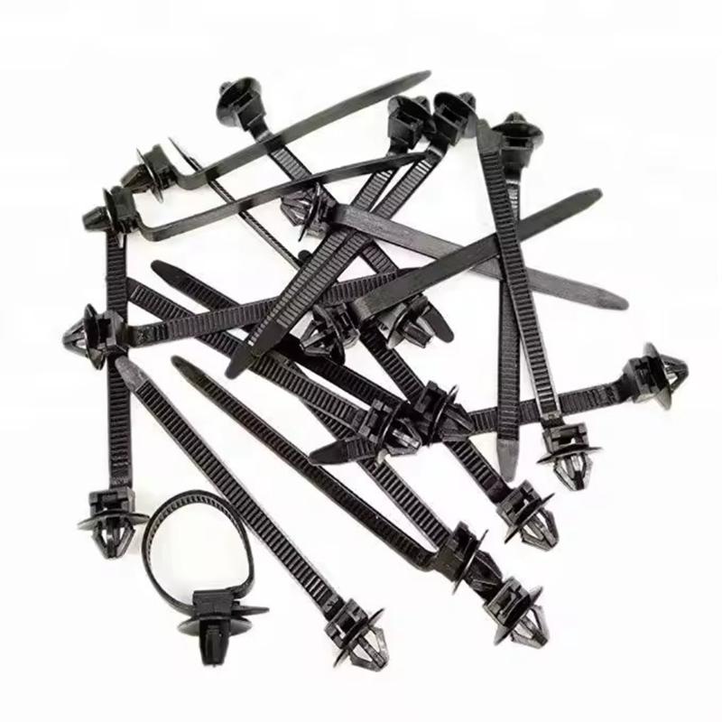 Quick Release Cable Zip Ties Cable Clips for Vehicle Wire Securing Easy Installation Nylon Fasteners Black