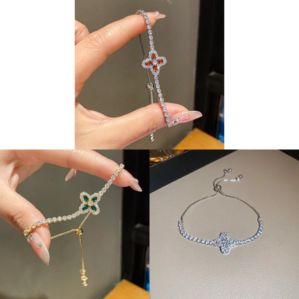 Pulseira de Joias Florais Com Pedras de Zircônia Para Presente de Mulher