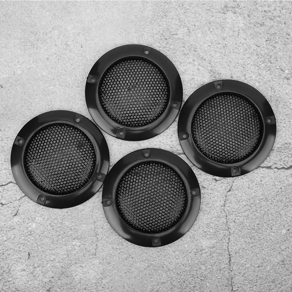 2" Metal Glossy Audio Speaker Cover, 4 Pcs Audio Speaker Grille Protective Decorative Audio Speaker Mesh Grille (Black)