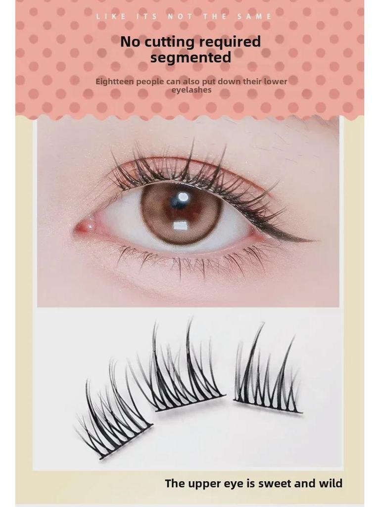 Yue Jiao Niang Sunflower Double-Pointed Natural-Look False Eyelashes - Black Stem, Segmented Design, Photogenic Finish