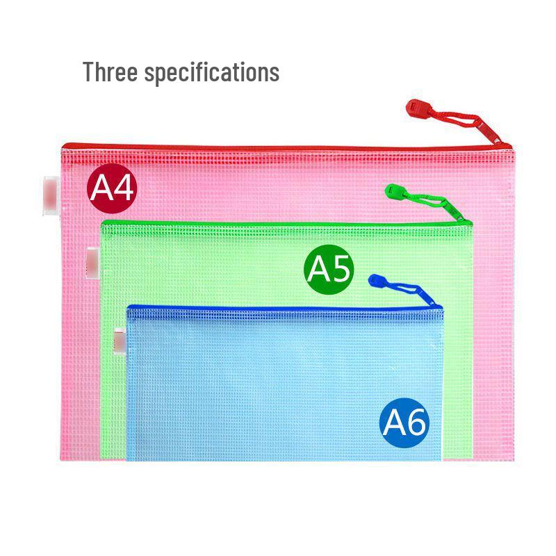 Thickened A4 Waterproof Grid Zipper Bag - Transparent Document & Stationery Storage