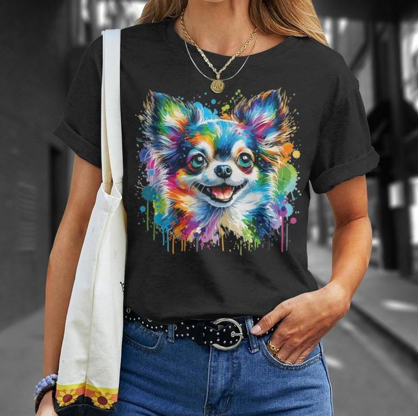Colorful Watercolor Chihuahua T-Shirt, Chihuahua Dog Art Shirt, Unique Pet Lover XXXXL