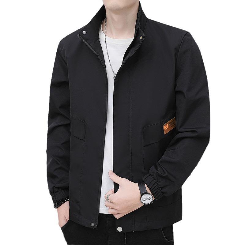 Frühlings- und Herbstjacke Herren Stehkragen Bluse Locker Lässig Hübsch Jugendlich Dünne Modelle Vielseitiger Mantel Herren