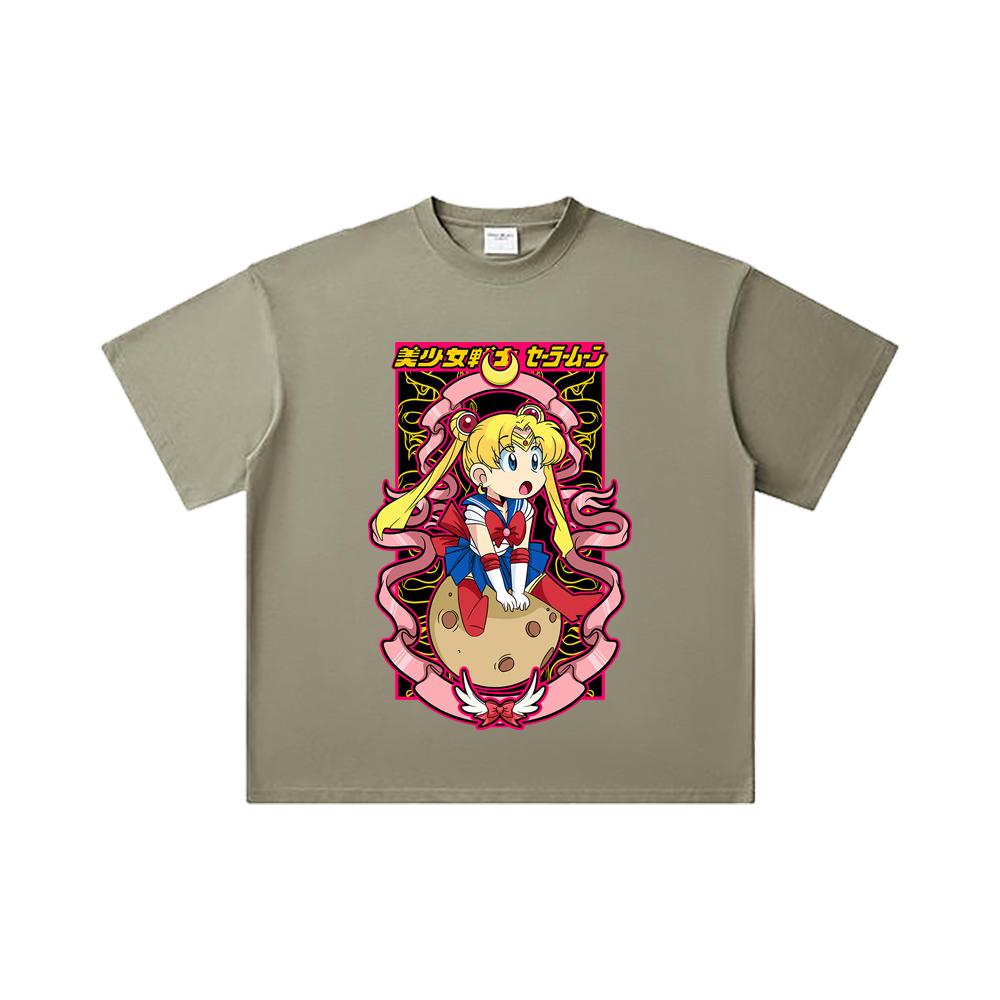 260 GSM Double Yarn 32 Count 100% Cotton Sailor Moon V10 Usagi Print Unisex Heavy Cotton T Shirt