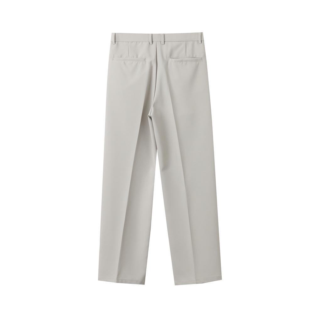 Men's Trendy Spring Loose-Fit Straight Leg Trousers with Half Elastic Waist