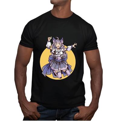 Anime Cat Girl Jumping Gift Design Idea for Anime Fans Men Women Black Multicolor T Shirt