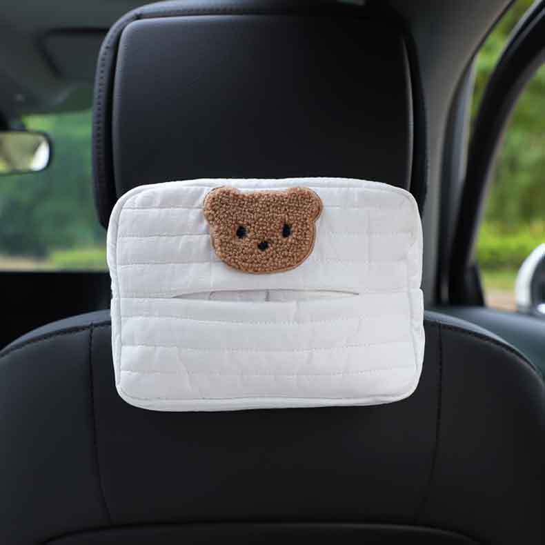 Cartoon cloth car tissue box Car seat back hanging paper box multi-functional car interior supplies
