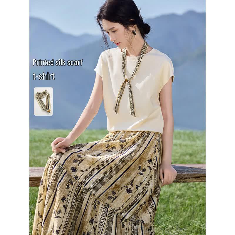 Women s Casual Raglan Sleeve Scarf T-Shirt M
