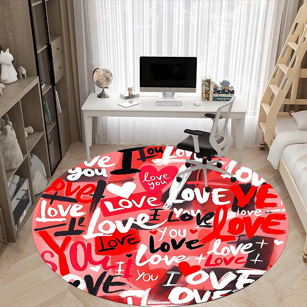 1PC Love, valentine's day Chair Carpet for Office, Indoor Non-Slip Washable Carpet, Soft Comfortable Mat For Office Room yy250930156