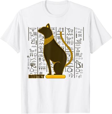 Bastet Ancient Egypt Cat God Hieroglyphic Egyptian History T-Shirt