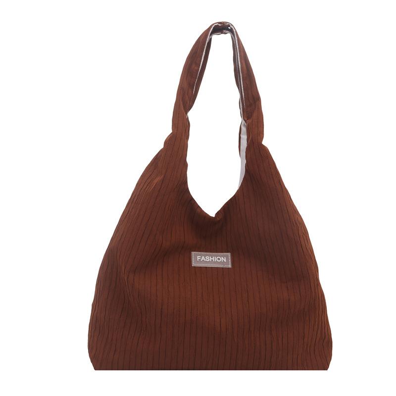 

Korean version niche high-value handbag lightweight large-capacity tote bag new trend pleated casual shoulder bag коричневий