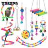 5/6PCS Colorful Parrot Bird Toys Suspension Hanging Bridge Chain Pet Bird Parrot Bite Chew Toys Bird Cage Toys for Parrots Birds Decor