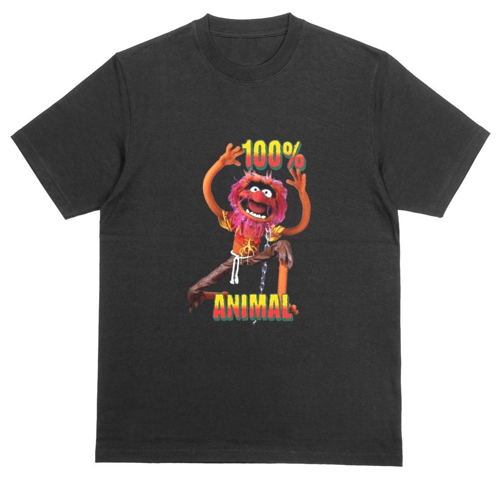 

100% ANIMAL Tshirt Funny Novelty Muppets Top Kermit the Frog Gonzo Beaker Tee L