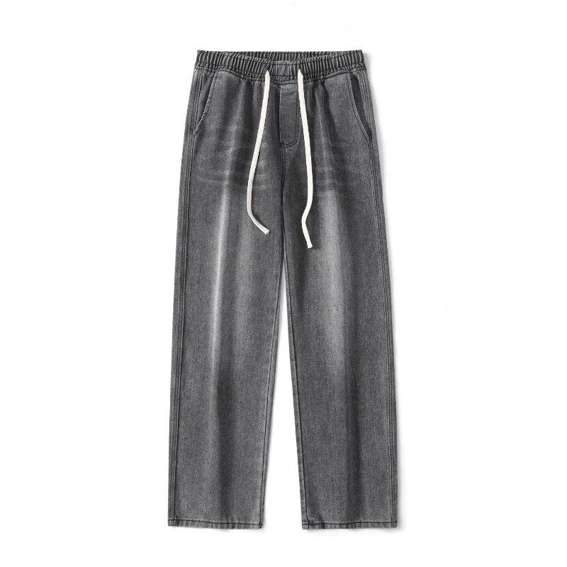American Retro Washed Jeans Men's Hong Kong Style Loose Straight Drape Wide-leg Pants