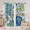 2pcs,2D plane printing Curtains Blue-Green Floral Symphony Versatile Fabric (without rod) Home Decor Ldeal for Kitchen Living