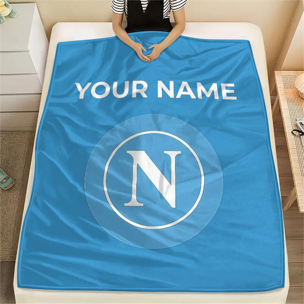 Custom Name,SSC Napoli Printed Flannel Blanket, Soft Throw for Bedroom Sofa, Washable, Christmas Present, Great Gift.