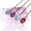 Natural Crystal Rough Stone Hand-Wound Egg-Shaped Tree Of Life Pendant Necklace N645