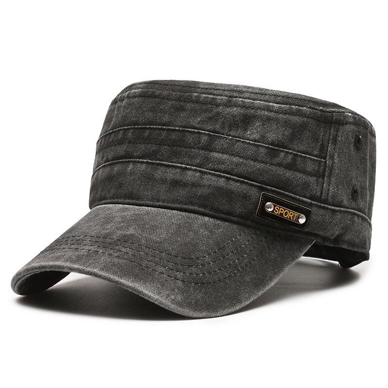 Men S Retro Washed Denim Breathable Flat Top Hat Outdoor Casual Versatile Sun Hat Four Seasons Mountaineering Hat adjustable