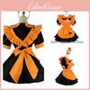 Cute Lolita Pumpkin Maid Halloween Party Costume Dress With Headdress