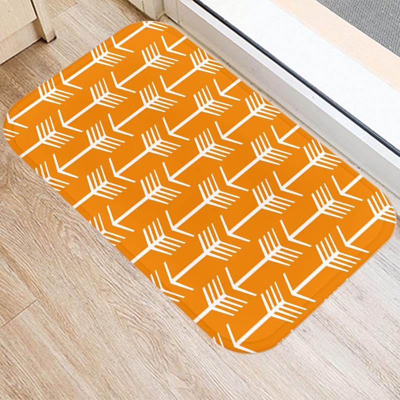 Fashion Orange Geometric Pattern Entrance Door Mat Bathroom Kitchen Anti-Slip Floor Indoor Room Home Decor Non-Slip Rug
