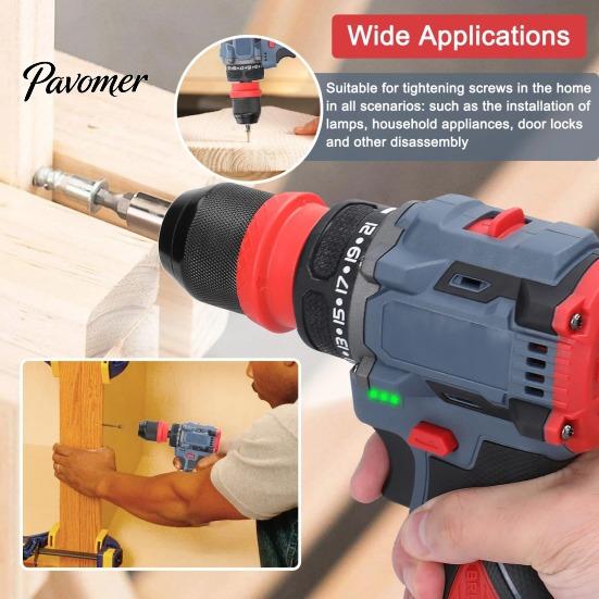 Rechargeable Lithium Battery Drill 16.8V Cordless Drill, Maximum Torque 45Nm, Electric Driver with Ergonomic Professional Impact Set Grip, Handheld