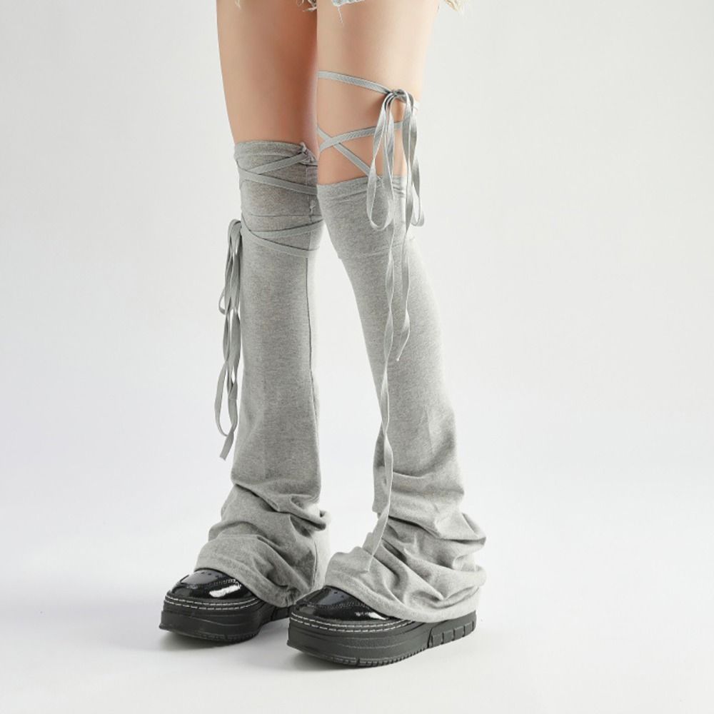 Cotton Hottie Leg Warmers Lace Up Closure Multicolor Lace Up Leg Warmers Cosplay High Tube Style High Tube Leg Warmers JK Girl