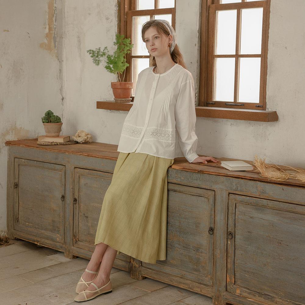 Peulaudeumali Pm_Natural A-Line Midi Skirt_Yellow